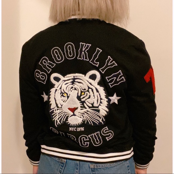 Black & White Letterman Tiger Jacket Sporty Stripe - Picture 5 of 8